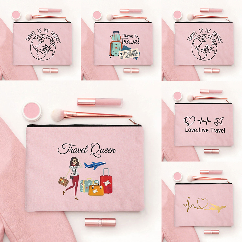 Perfume Queen - Airplane Travel Queen Print Makeup Bags
