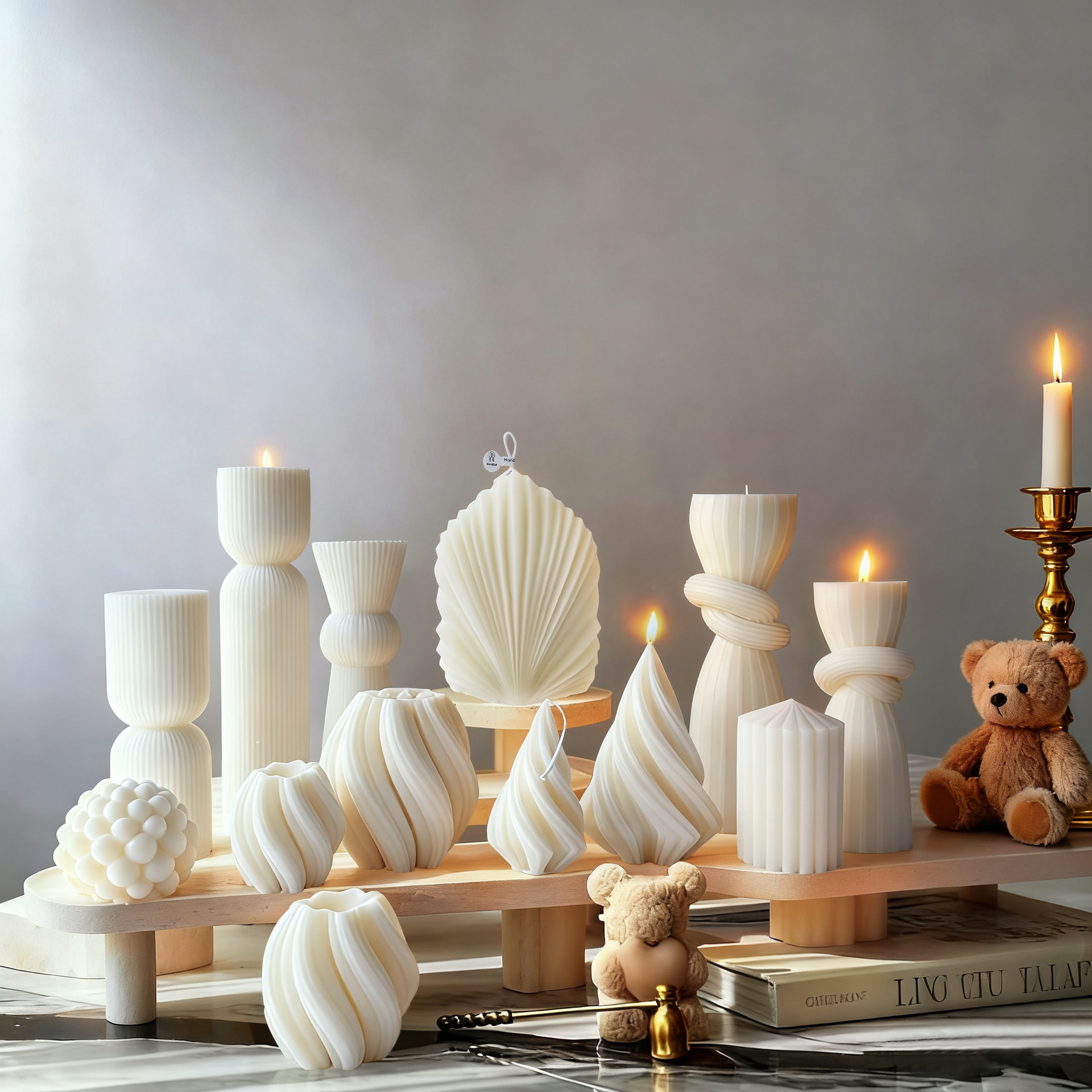 Perfume Home Fragrance - شمعة معطرة بيضاء بتصميم اسكندنافي بسيط،